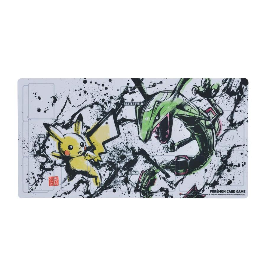 【雪だるま】ポケモンセンターオリジナル ポケモンカードゲーム ラバープレイマット 墨絵列伝 ピカチュウ&レックウザ