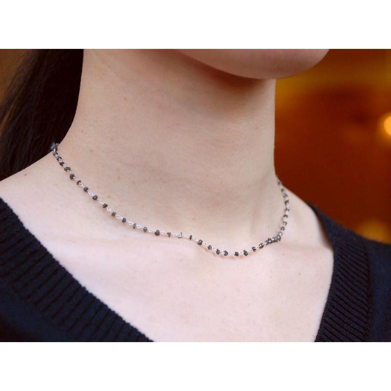 シルバー925 ダイヤモンド ショートネックレス(ブラック) : ユキコ 