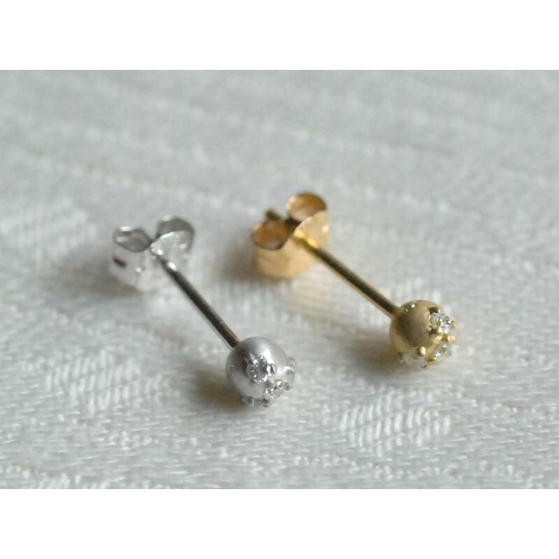 4℃ K18ダイヤモンド 片耳用 ピアス K18 ダイヤ 4粒 片耳 ピアス ツヤ消し : ユキコ オオクラ 大倉珊瑚店