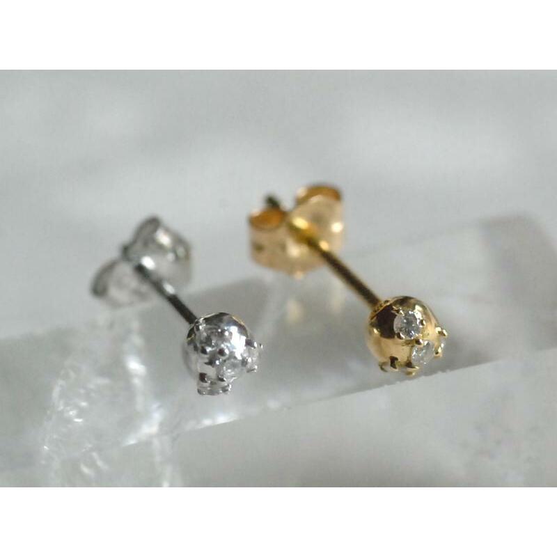 K18 ダイヤ 4粒 片耳 ピアス ツヤ : ユキコ オオクラ 大倉珊瑚店