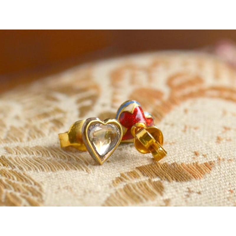 18金 K18 ダイヤ ハート ピアス