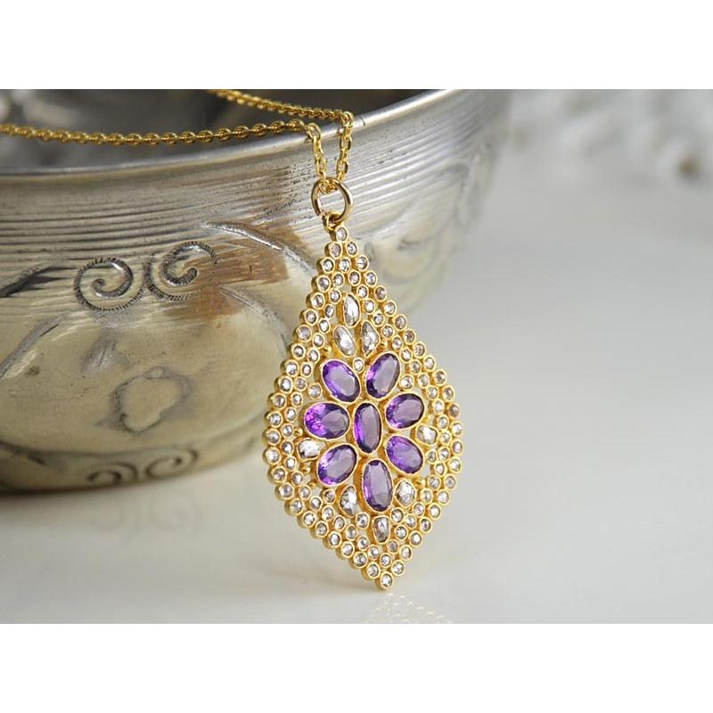 ブラウンダイヤk18 top K18 ブラウンダイヤ アメシスト フラワー トップ : ユキコ オオクラ