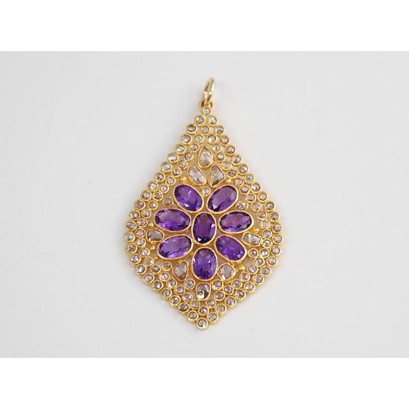 K18 ブラウンダイヤ アメシスト フラワー トップ : ユキコ オオクラ