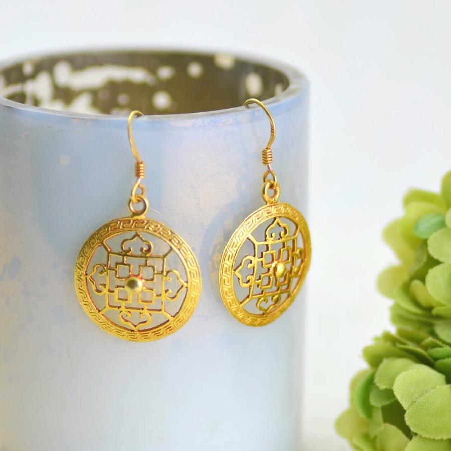 SV シルバー マンダラ ピアス ゴールドカラー