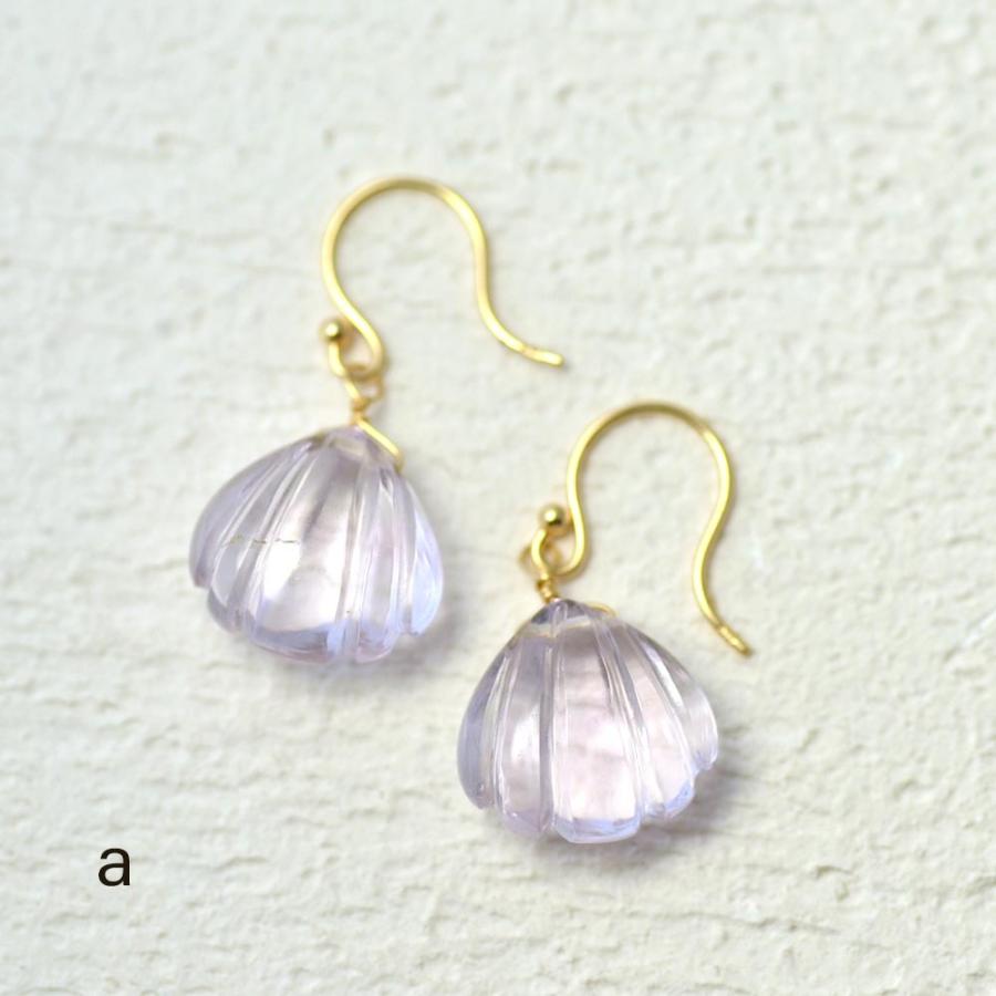 18金 K18 アメシストホタテ ピアス oc nc