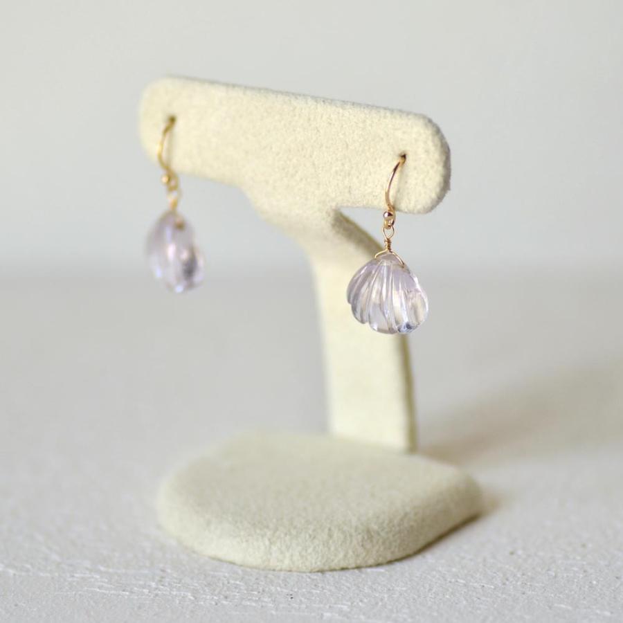 18金 K18 アメシストホタテ ピアス oc nc