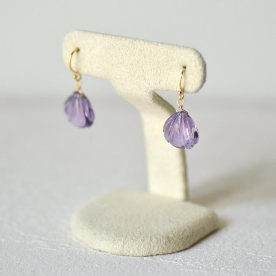 18金 K18 アメシストホタテ ピアス oc nc