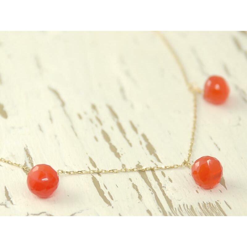 18金 K18 カーネリアンオニオンカット ステーション ネックレス