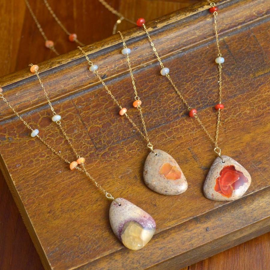 10金 K10 メキシコオパール ステーション ネックレス