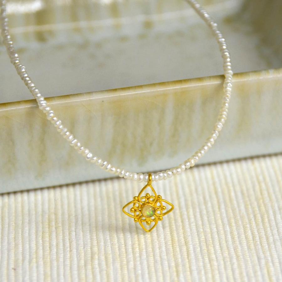 K18 オパール フラワー 淡水 パール ネックレス : oc-nc-0946 : ユキコ  