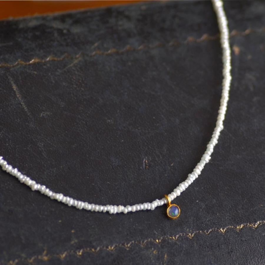 18金 K18 オパール グリーン 淡水 パール ネックレス : oc-nc-1014  