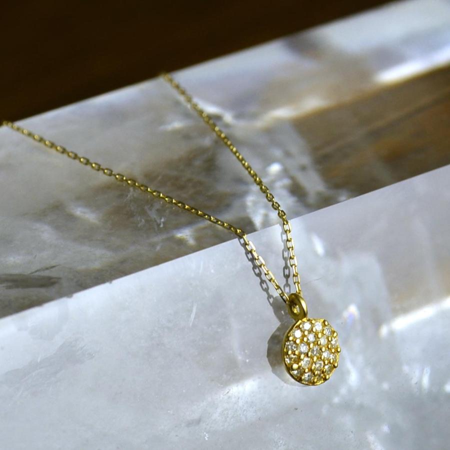 18金 K18 ダイヤ ラウンド ペンダント