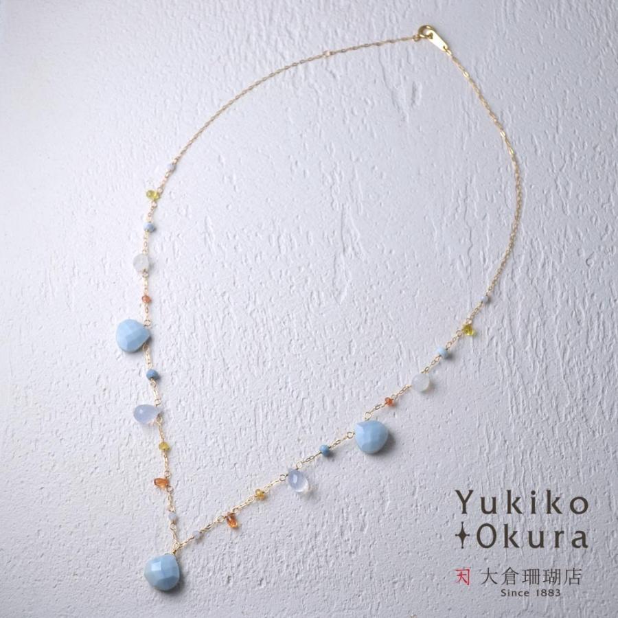 K18 ブルーオパール ブルーカルセドニー レインボームーンストーン  