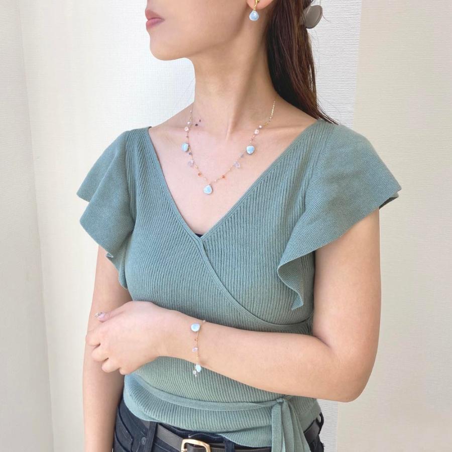 K18 ブルーオパール ブルーカルセドニー レインボームーンストーン  