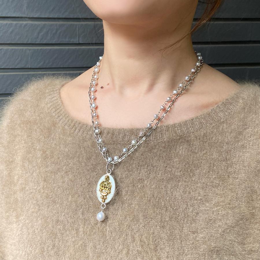 インドジュエリー　パワーストーンステーションネックレス　シルバー925 インドジュエリーパワーストーンステーションネックレスシルバー925