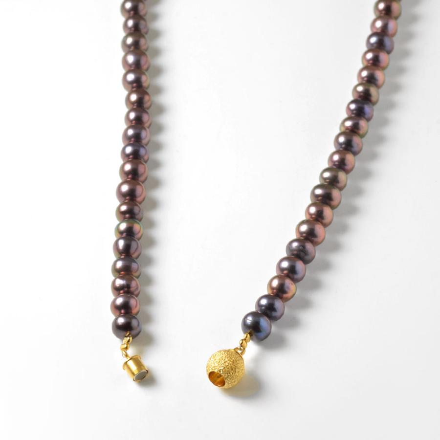 淡水パール ベージュ・ピーコック ポテト ロングネックレス : ユキコ