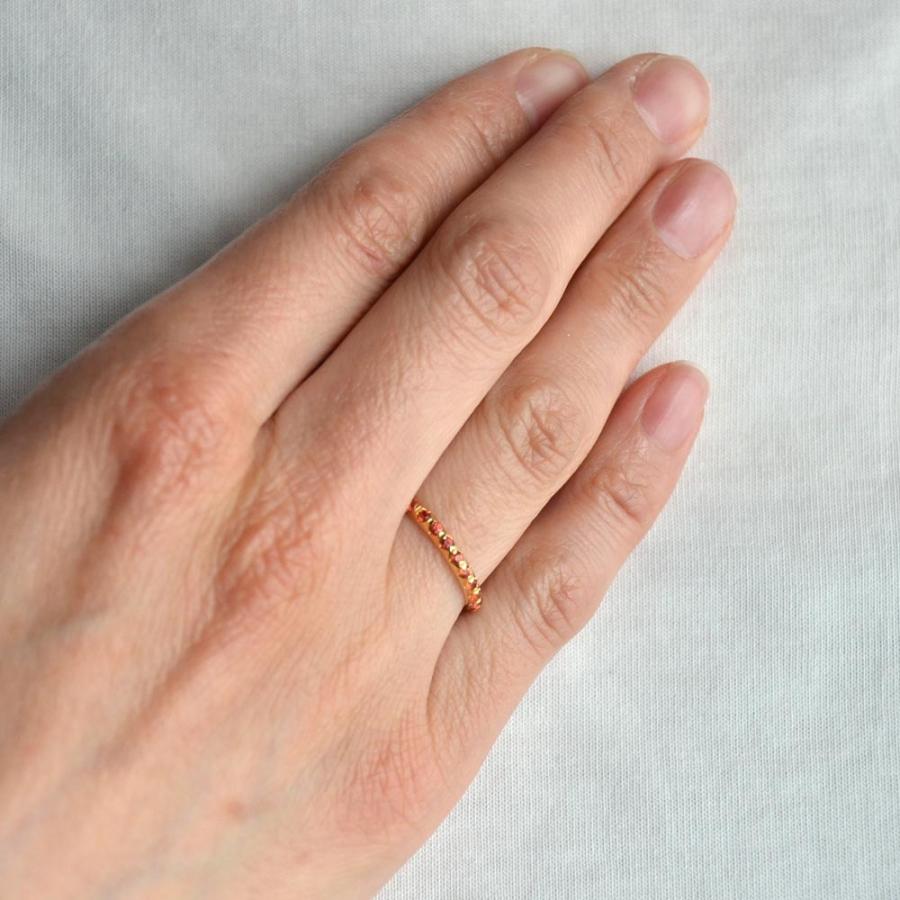 K18YG*15.5号*オレンジサファイア*ハーフエタニティリング*指輪 K18 オレンジサファイア ハーフエタニティリング : ユキコ