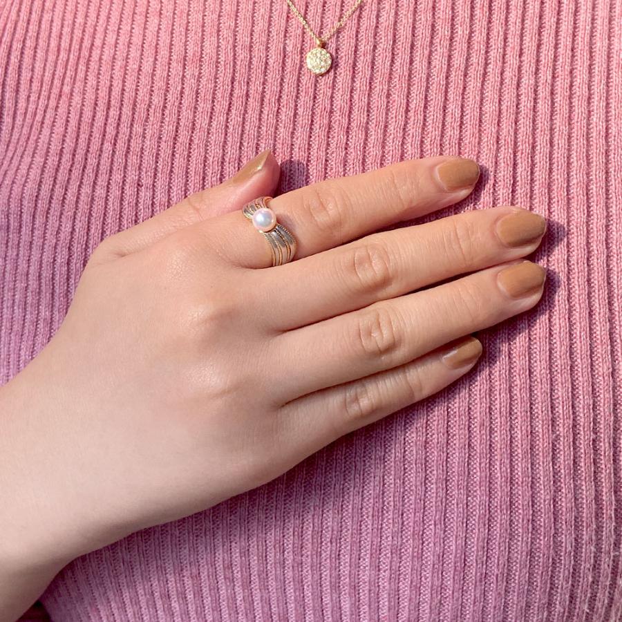 ココ　グレー パールリング 13号 PT900 美品 グレー パールリング 13号 PT900 美品 昭和ジュエリー