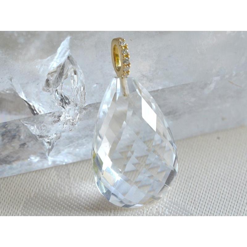 18金 ( サテン仕上げ ) ダイヤ 5石 クォーツ フラット ドロップ カット