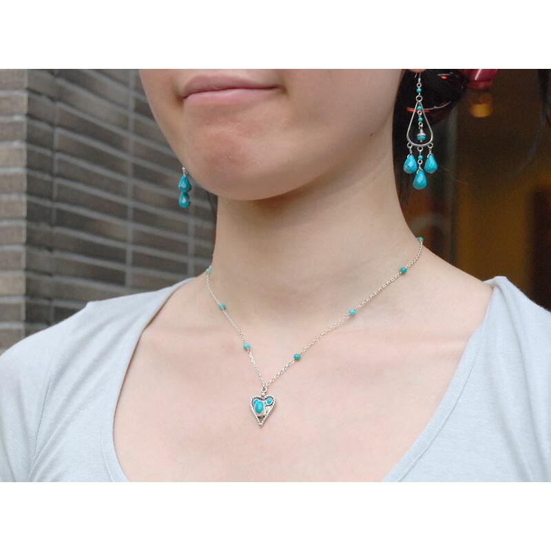 SAAD ハート型ネックレス シルバー925 ターコイズ