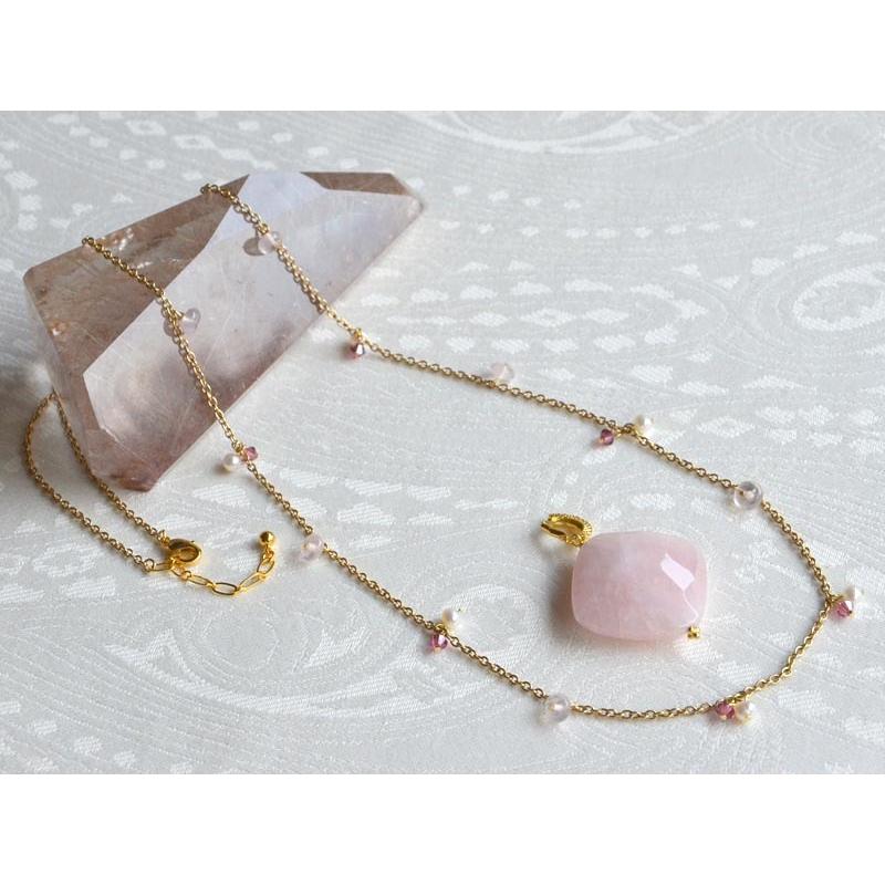 ローズクォーツ 淡水 パール スワロフスキー クリスタル デザイン  