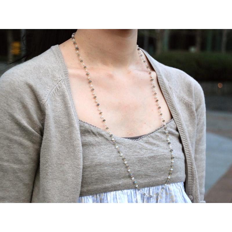 シルバー ラブラドライト ロングペンダント