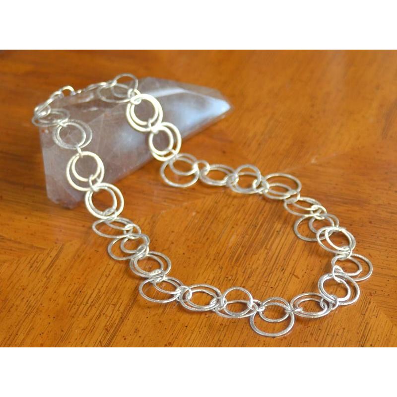 SV シルバー 925 ダブルサークルデザイン チェーン ネックレス  