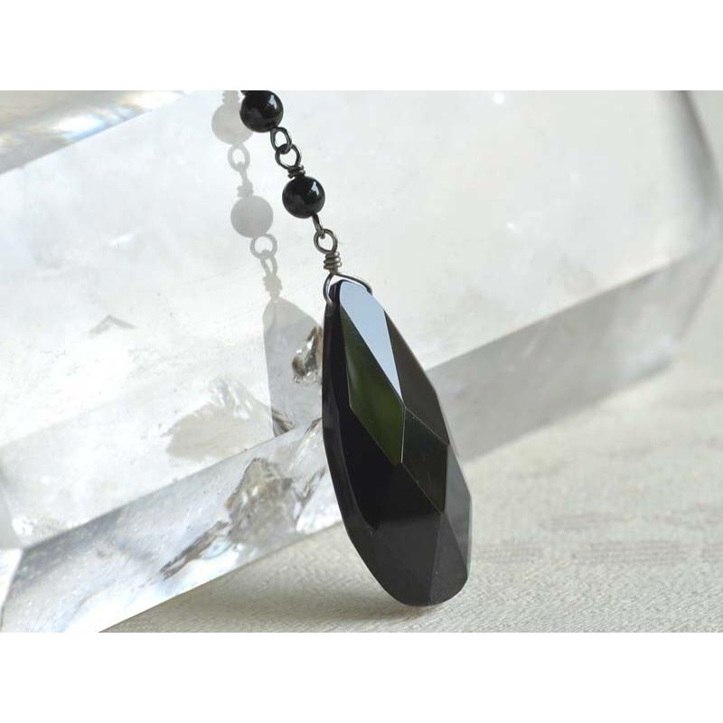 オニキス ヘマタイト ピンつなぎ Y字 ネックレス : yo-nc-1838  