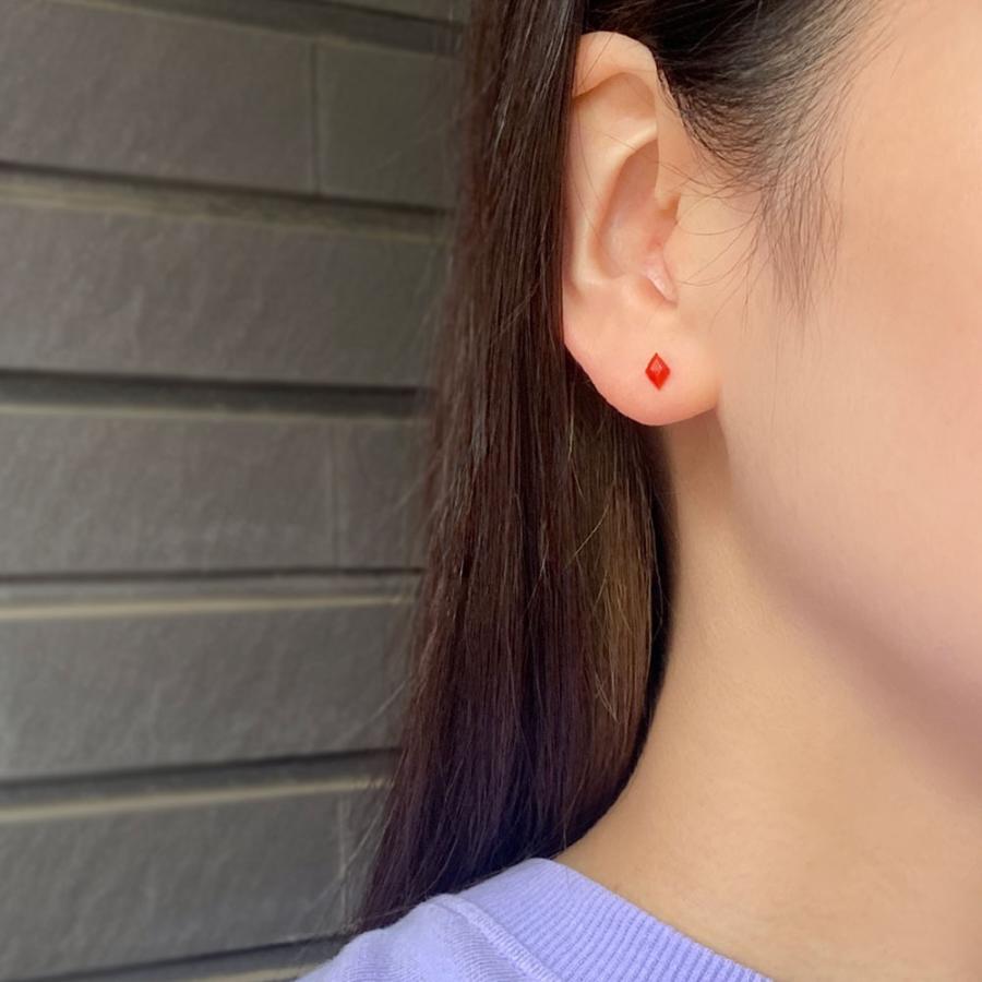 K10 赤珊瑚 ひし形ピアス : ユキコ オオクラ 大倉珊瑚店 - 通販