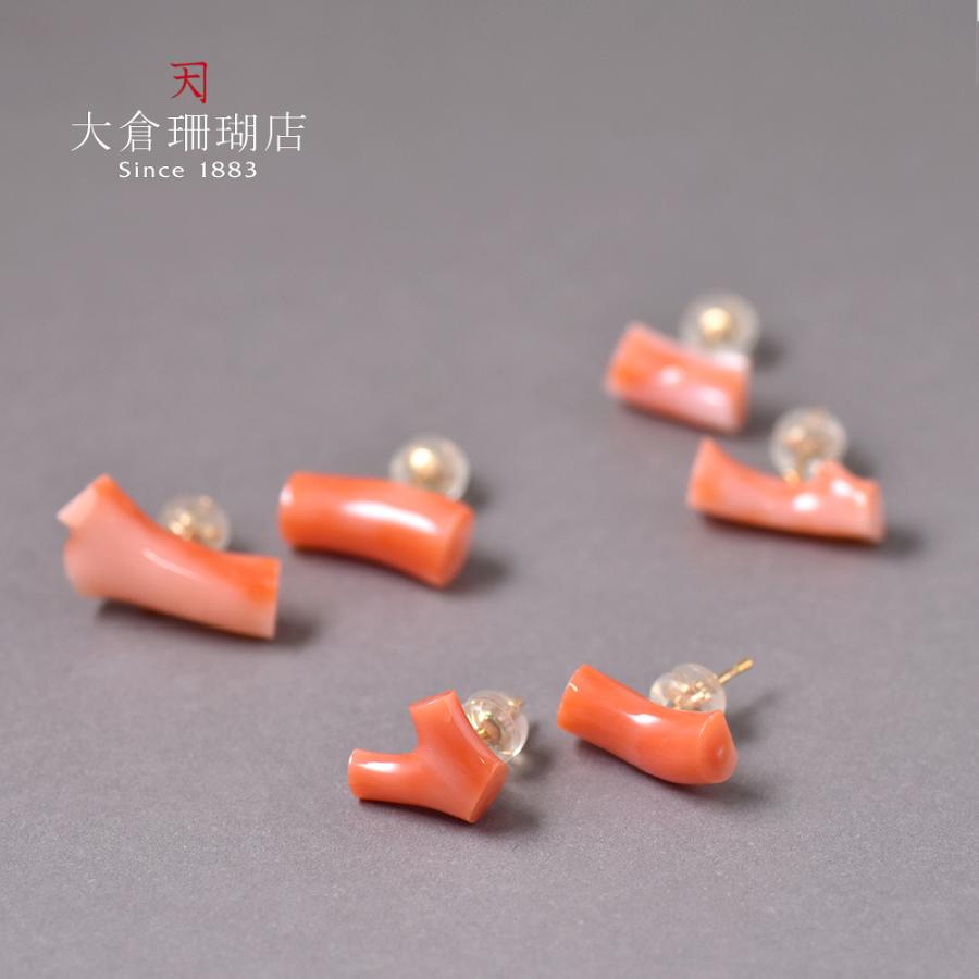18金日本産赤珊瑚枝ピアス K18 深海珊瑚 枝 ピアス : ユキコ オオクラ 大倉珊瑚店 - 通販