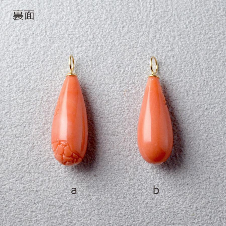 【6月珊瑚フェア25%OFFクーポンご利用で85500円】K18 モモイロ珊瑚 雫彫り入り ペンダントトップの画像