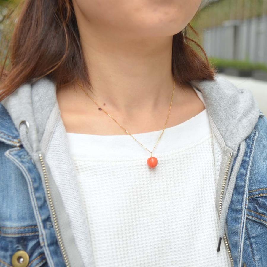 18金 K18 モモイロ 珊瑚 サンゴ さんご りんご ペンダント トップ ( Ｂ