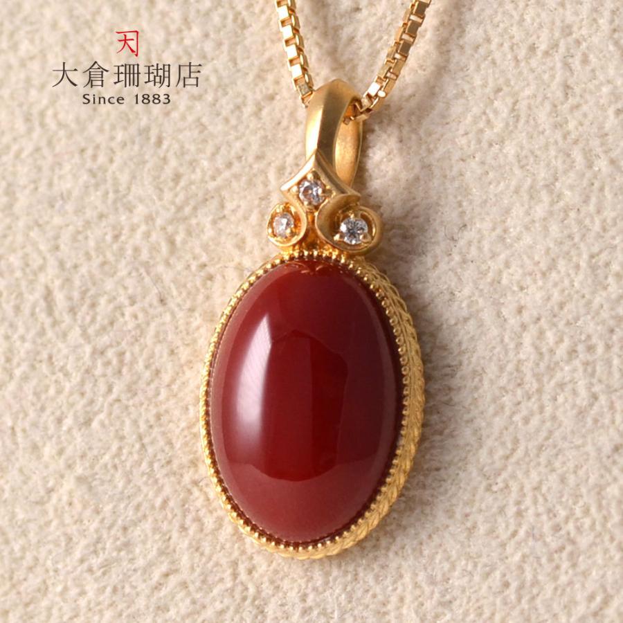 K18 血赤珊瑚 ビンテージ モダン オーバル ペンダントトップ : ユキコ