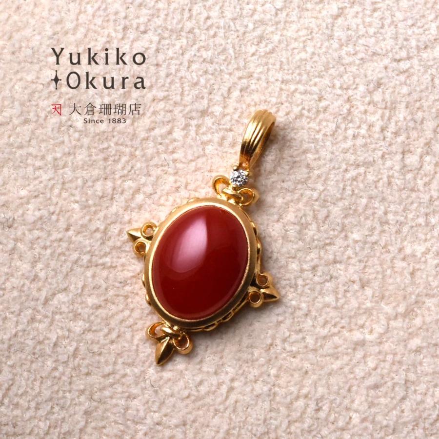 受注生産 できます！K18 血赤珊瑚 オーバル デザインペンダントトップ