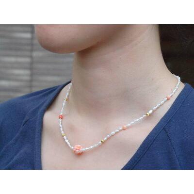 珊瑚パールネックレスまとめ 楽天市場】淡水 パール ネックレス 珊瑚 ホワイト系 真珠 7～8mm