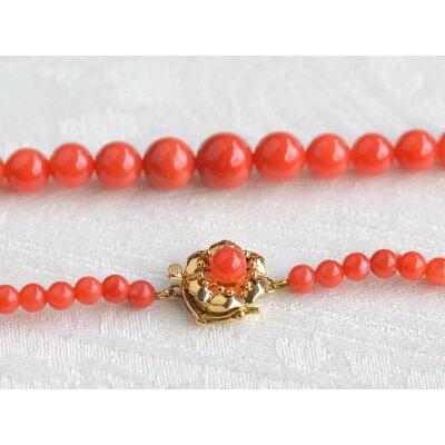 14金 赤珊瑚 ( 8.3〜4mm ) グラデーション ネックレスの画像