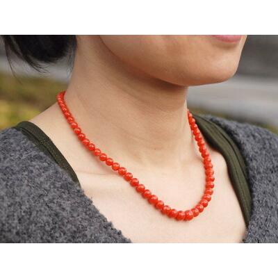 14金 赤珊瑚 ( 8.3〜4mm ) グラデーション ネックレスの画像