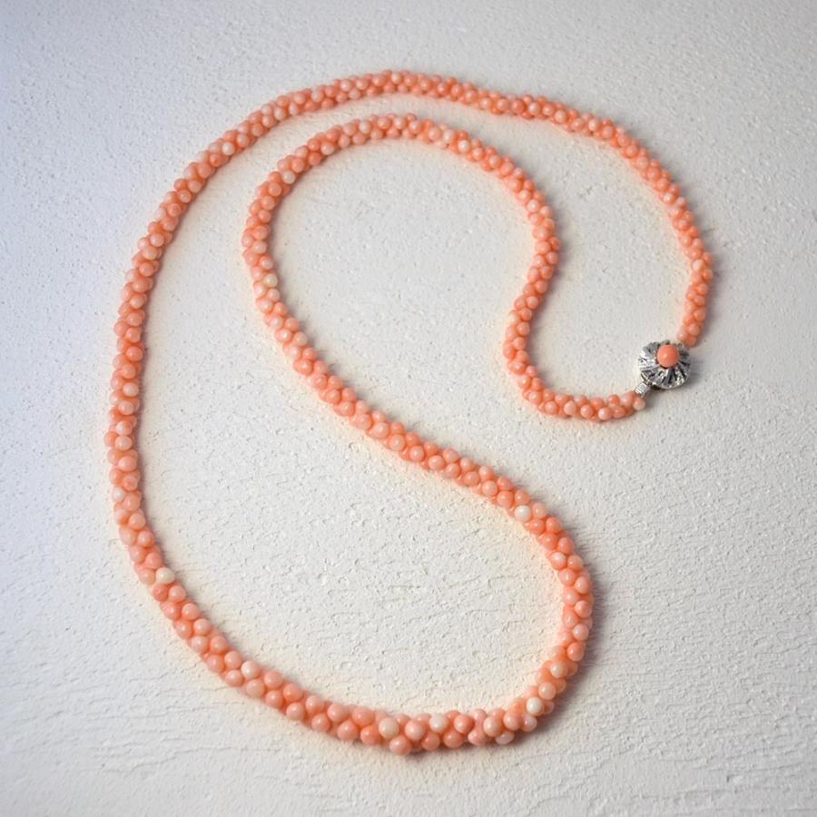 ピンク 珊瑚 サンゴ さんご グラデーション 組 ネックレス 約84cm :yo 