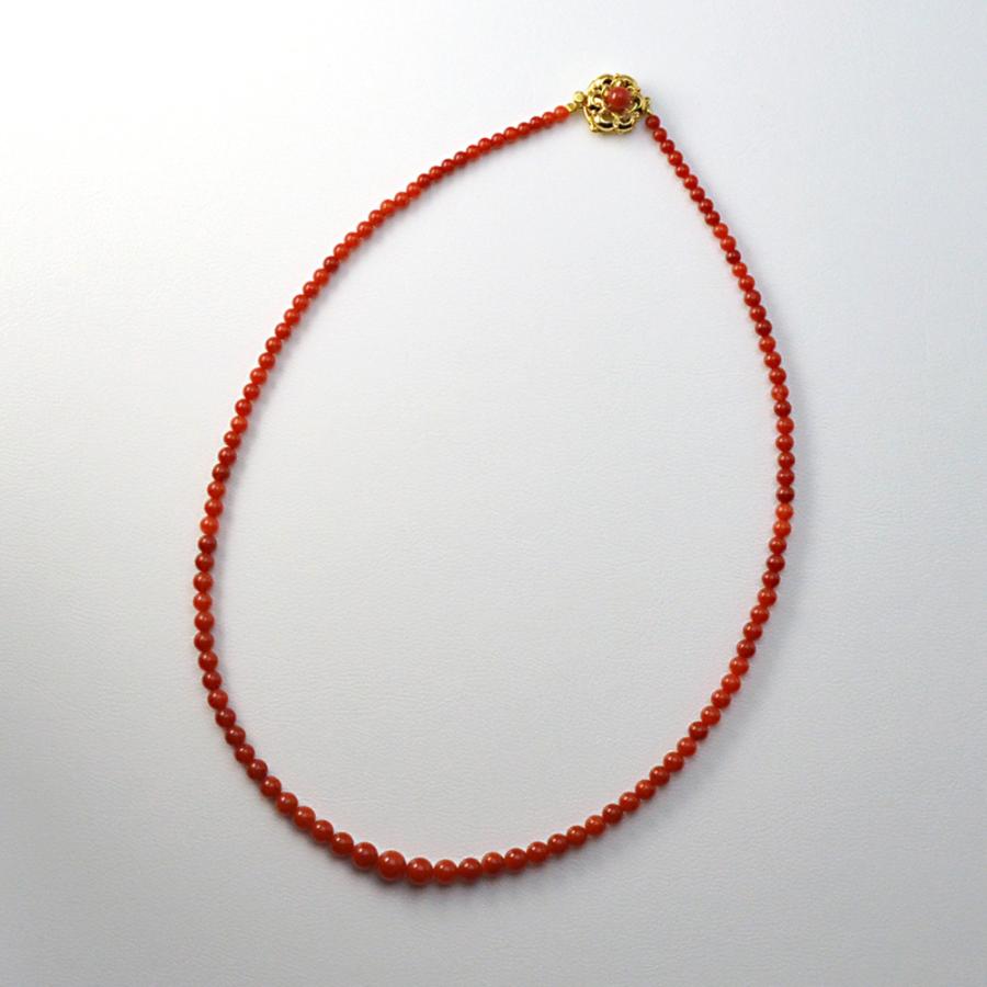 M*u様 五連天然赤珊瑚 K14（585）ネックレス（染め無し） M*u様 五連天然赤珊瑚 K14（585）ネックレス（染め無し） M*