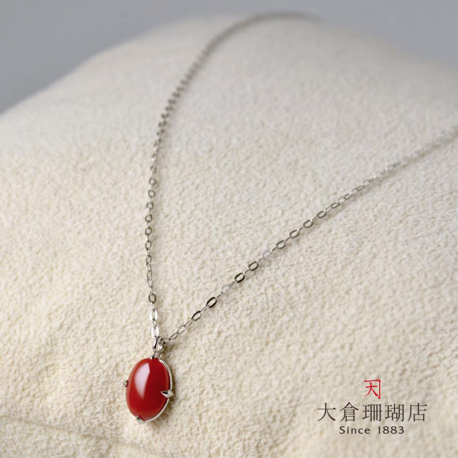 受注生産 できます！PT900 血赤珊瑚 オーバル ペンダントネックレス
