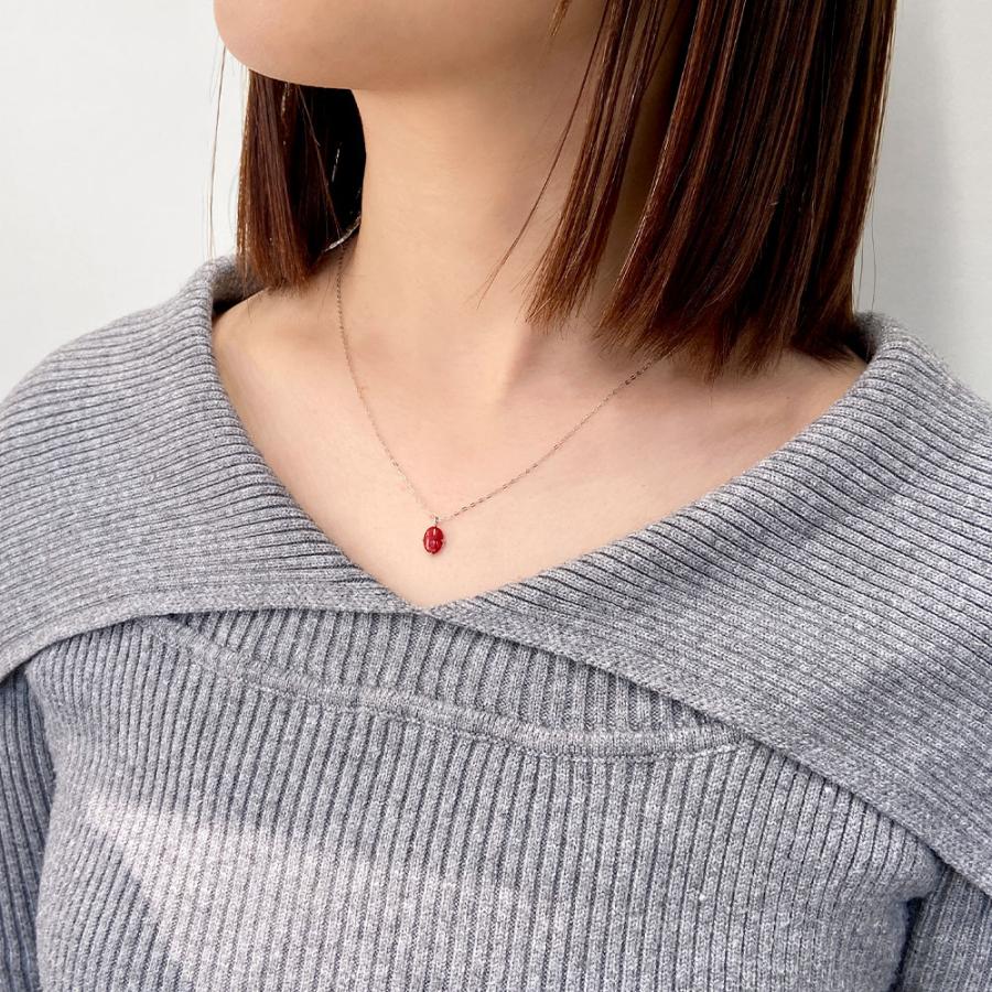 受注生産 できます！PT900 血赤珊瑚 オーバル ペンダントネックレス