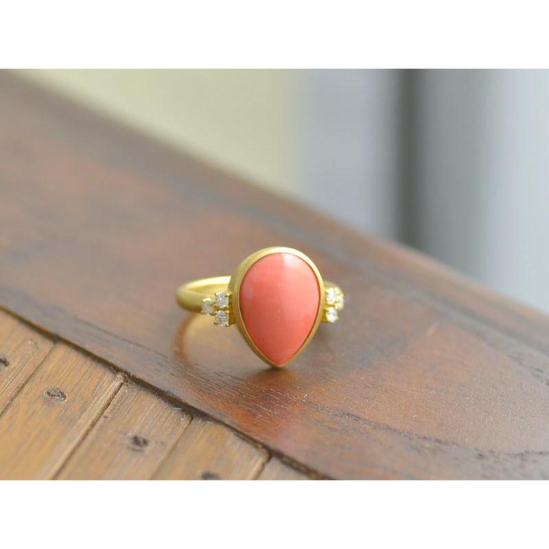 18金 K18 珊瑚オーバルリング 【公式通販】