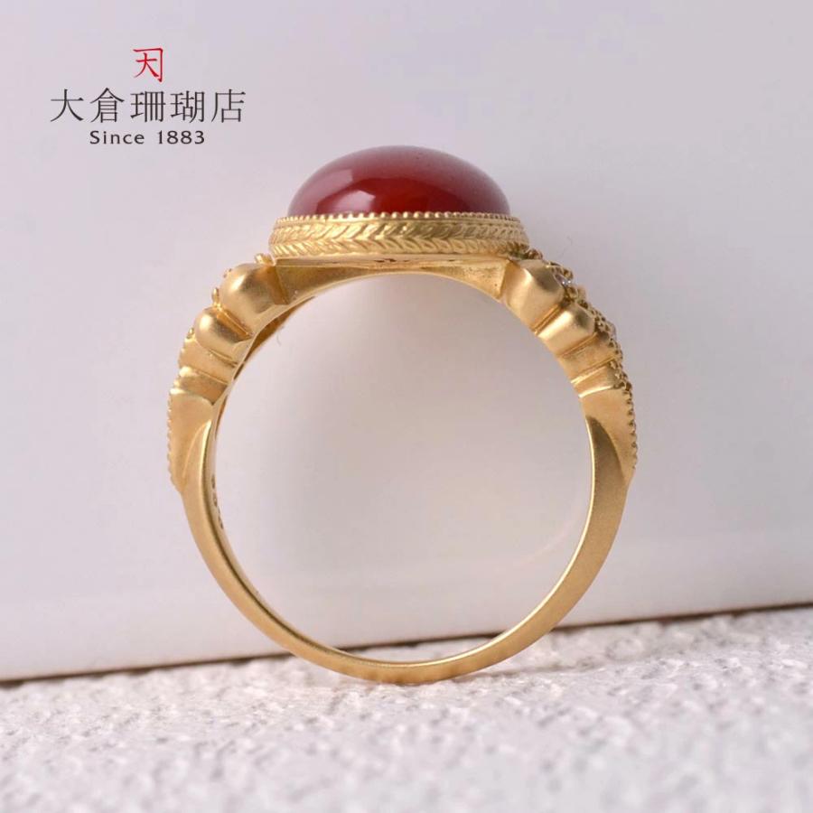 受注生産 できます！K18 血赤珊瑚 ビンテージ モダン リング : ユキコ