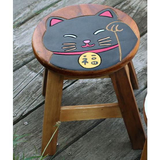 手作り 木製ウッドスツール ロータイプ 招き猫 黒0108 白0107 0107 0108 ユキミ家具 通販 Yahoo ショッピング