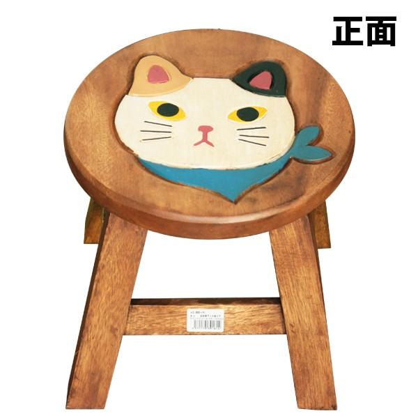 手作り 木製ウッドスツール ロータイプ スカーフネコ ミケ 27 1817 2 ユキミ家具 通販 Yahoo ショッピング