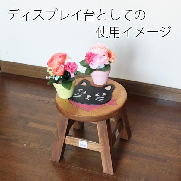 手作り　木製ウッドスツール　ロータイプ　スカーフネコ　クロ　2207-1816｜yukimi-kagu｜03