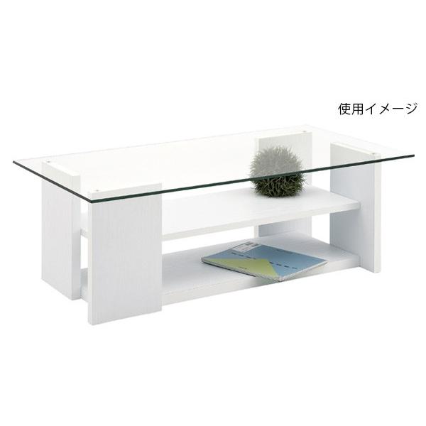 大型商品】ガラスセンターテーブル 収納棚付き ホワイト 151172