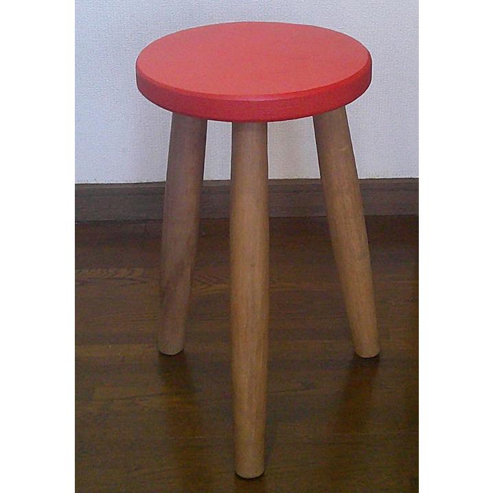 手作り 無垢の木製スツール 45cmのハイタイプ 3本脚2507-1933-or
