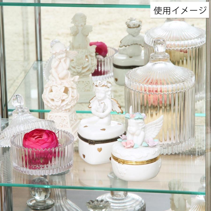 ガラス コレクションケース 3段 背面ミラー付き ＜鏡 透明 フィギュア