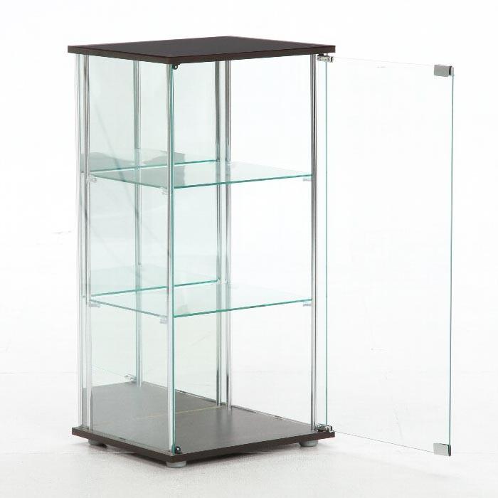 ガラス コレクションケース 3段 背面ミラー付き ＜鏡 透明 フィギュア